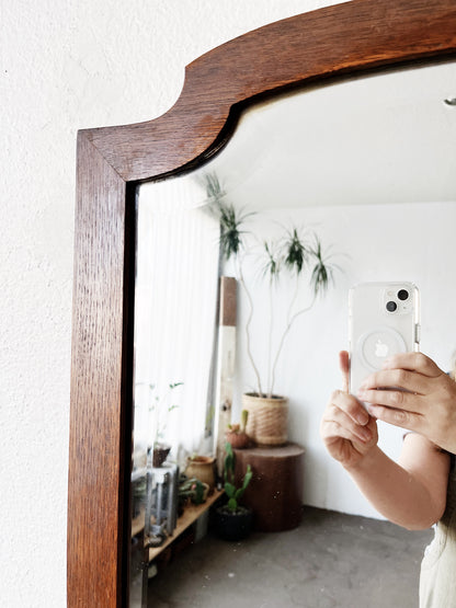 Antique Tall Arched Wood Mirror