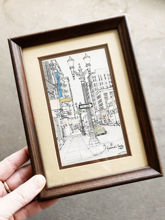 Vintage Original Signed Portland Drawing