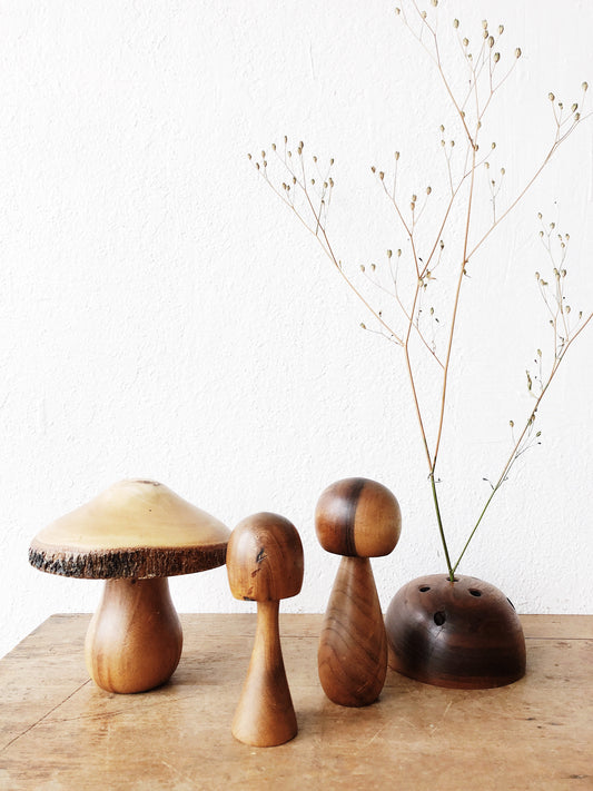 Vintage Turned Wooden Mushrooms