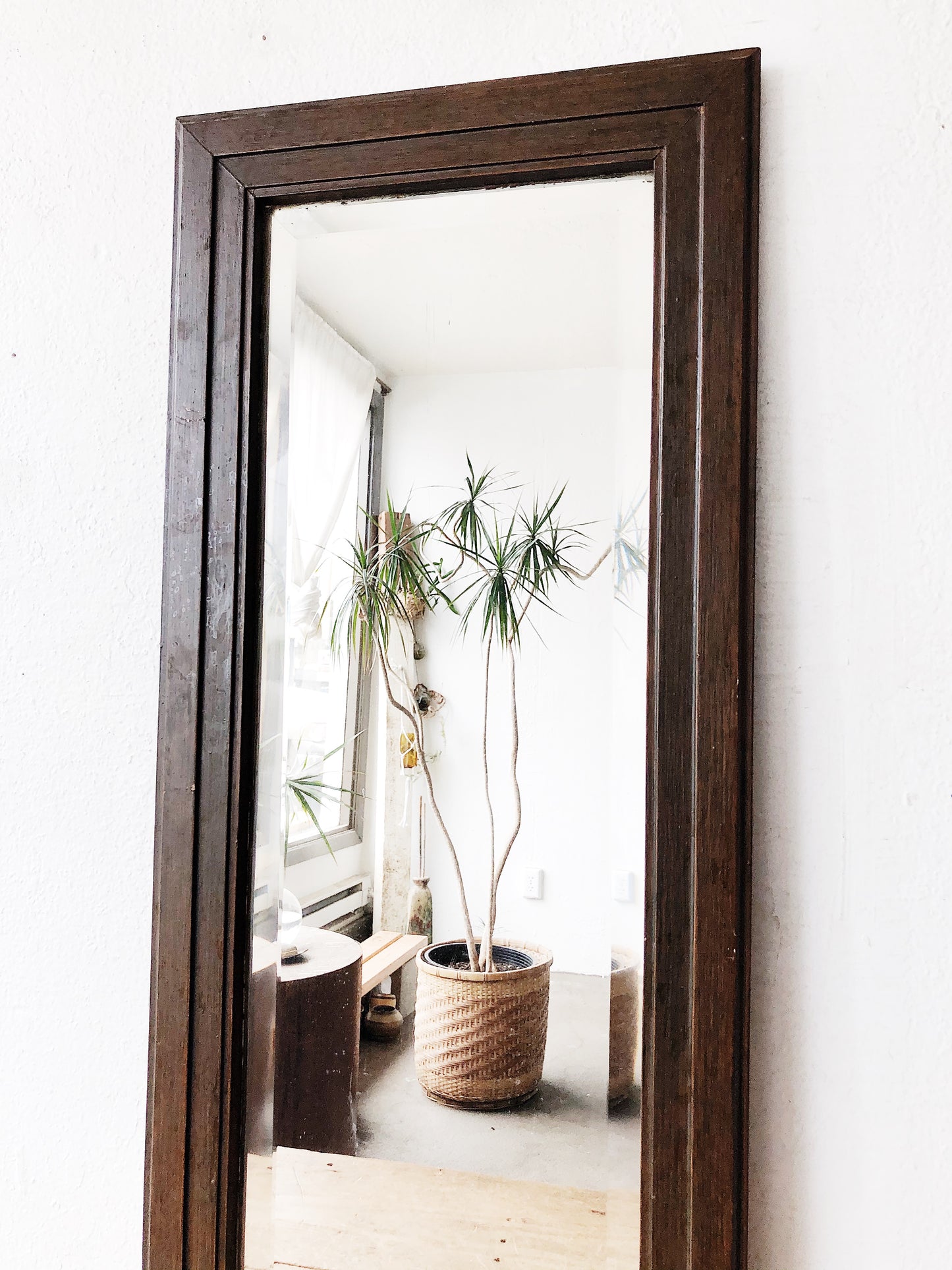 Antique Oblong Walnut Mirror