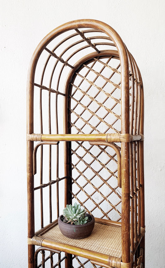 Vintage Arched Rattan Shelf