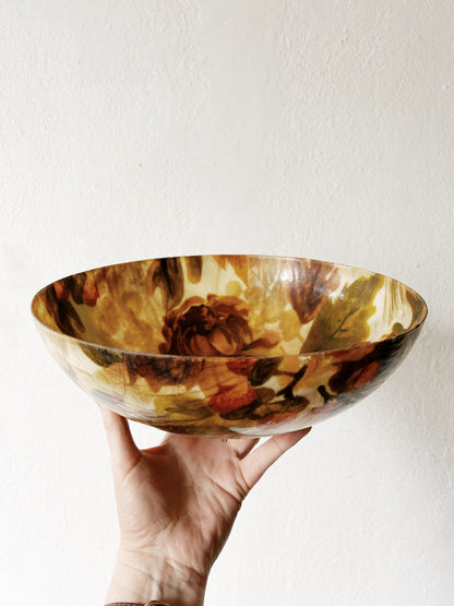 Mid Century Floral Fiberglass Serving Bowl