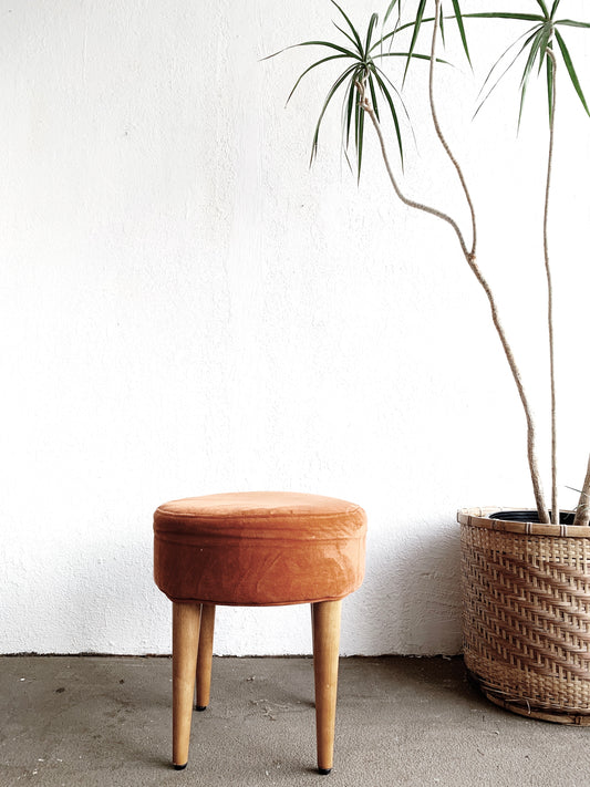 Upholstered Pumpkin Velour Stool