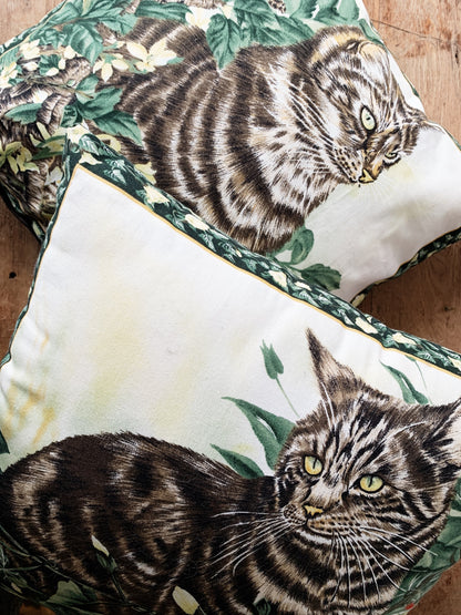 Vintage Cotton Tabby Cat Pillow