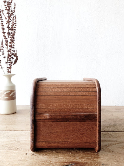 Vintage Teak Tambour Recipe Box
