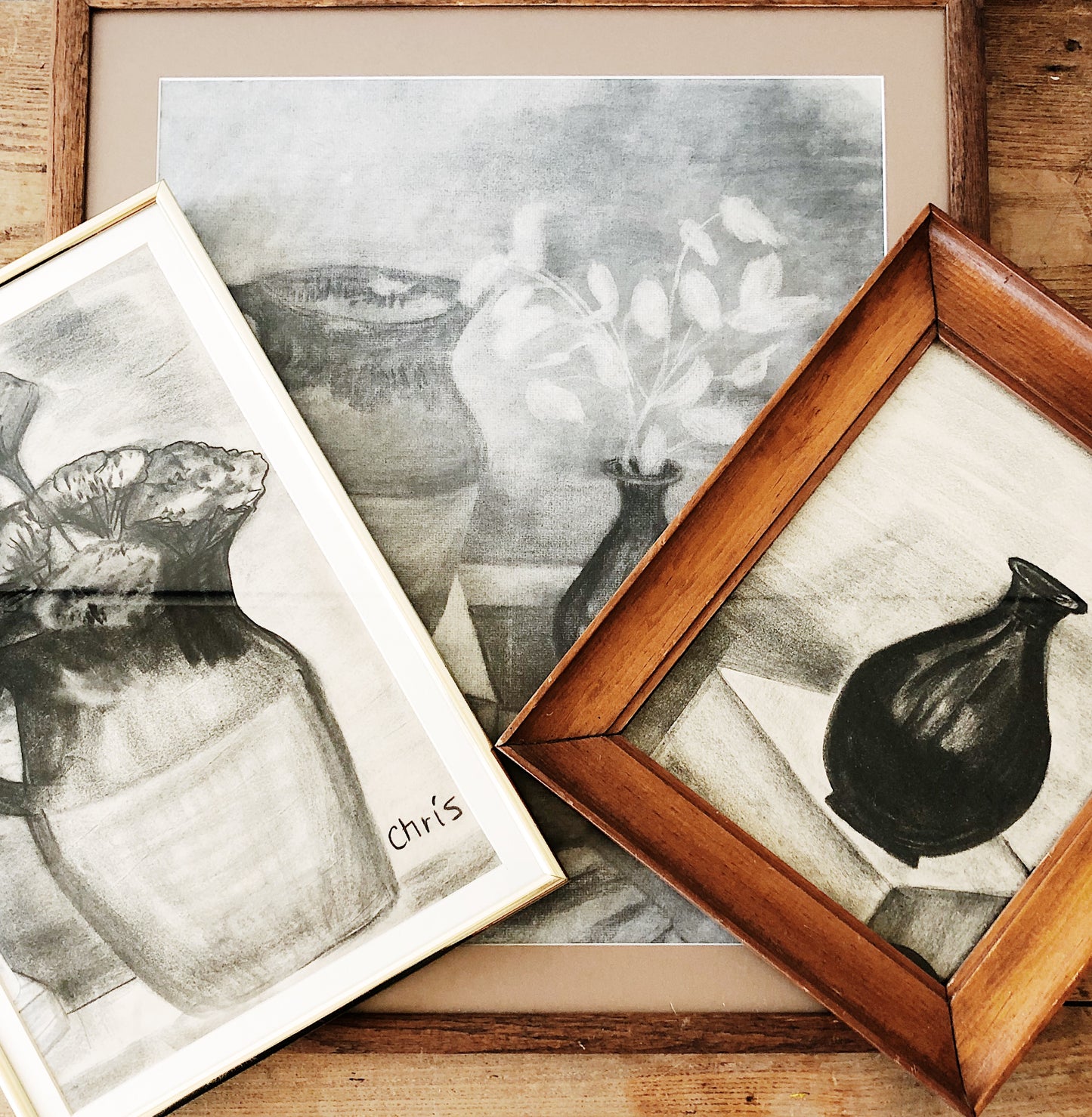 Vintage Original Charcoal Still Life