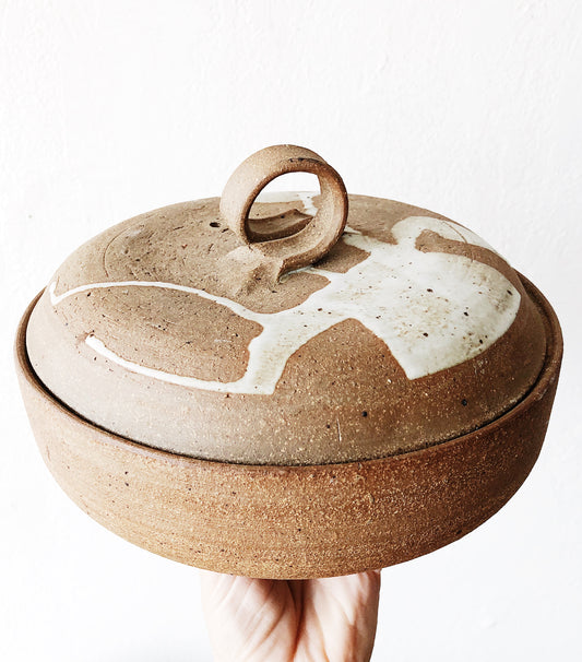 Vintage Lidded Stoneware Crock