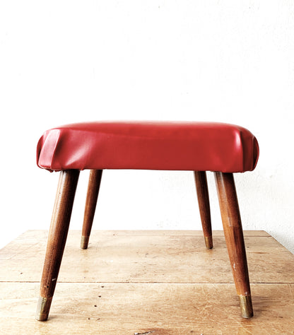 Mid Century Cherry Vinyl Stool