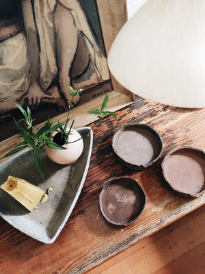 Set of Three Handmade Leather Bowls