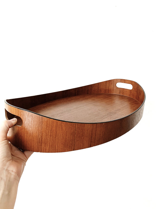 Mid Century Wood Veneer Tray