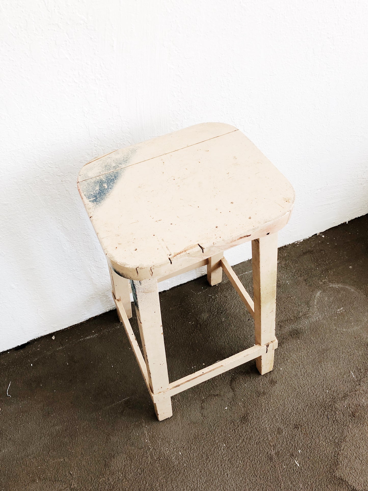Vintage Rustic Peach Stool