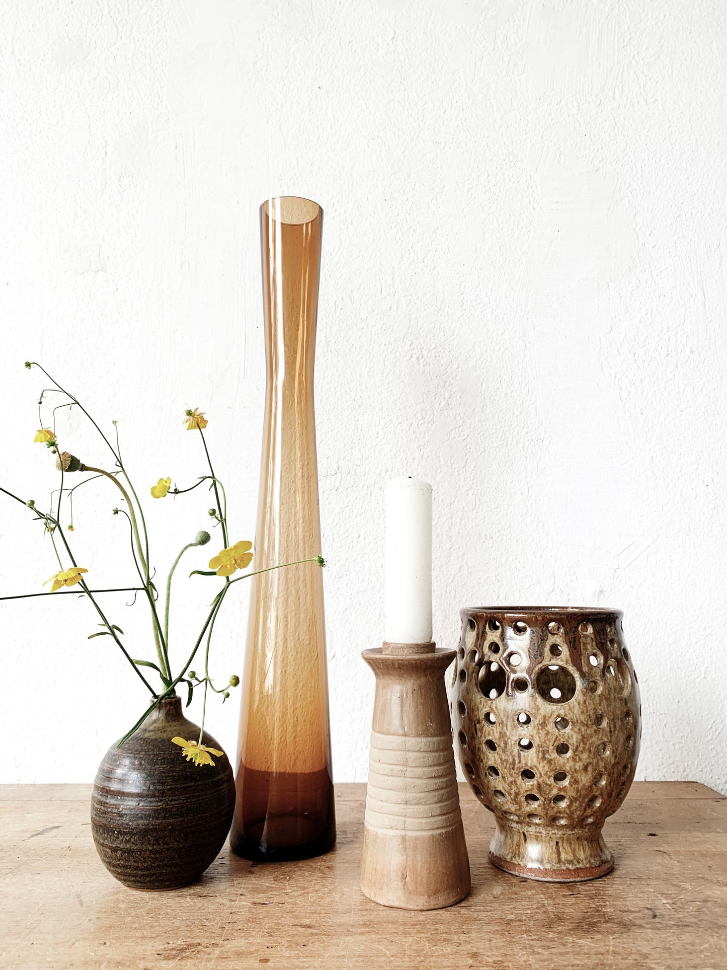 Tall Amber Glass Vase