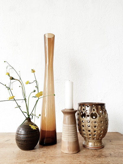 Tall Amber Glass Vase