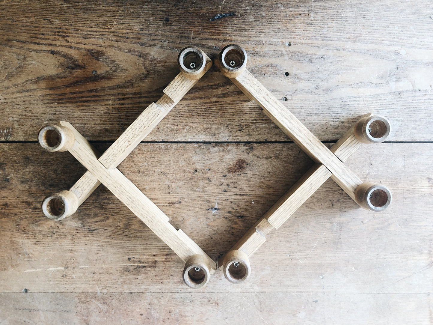 Vintage Wooden Adjustable Candelabra
