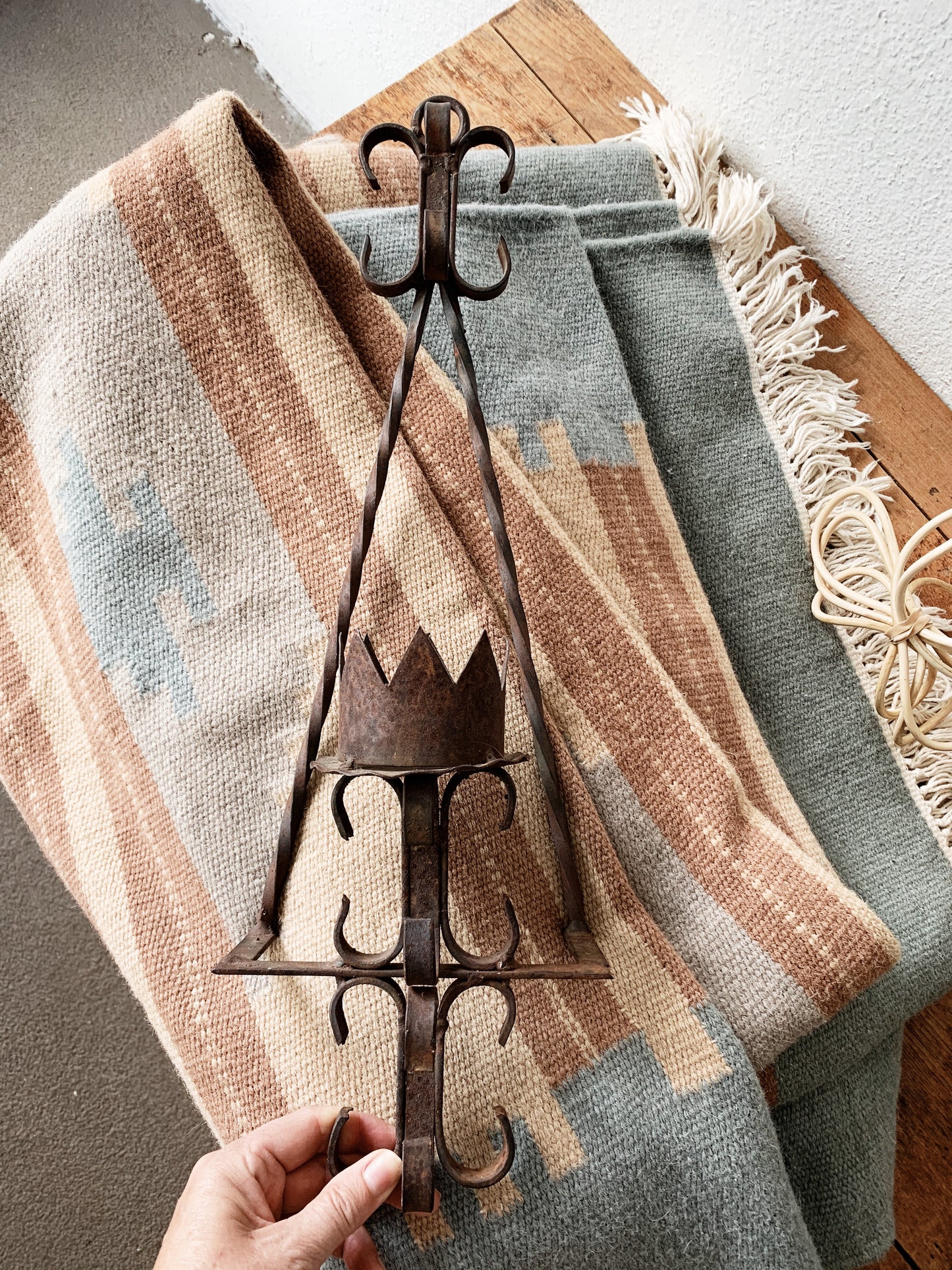 RESERVED Wool Dhurrie Rug/ Pozole Set