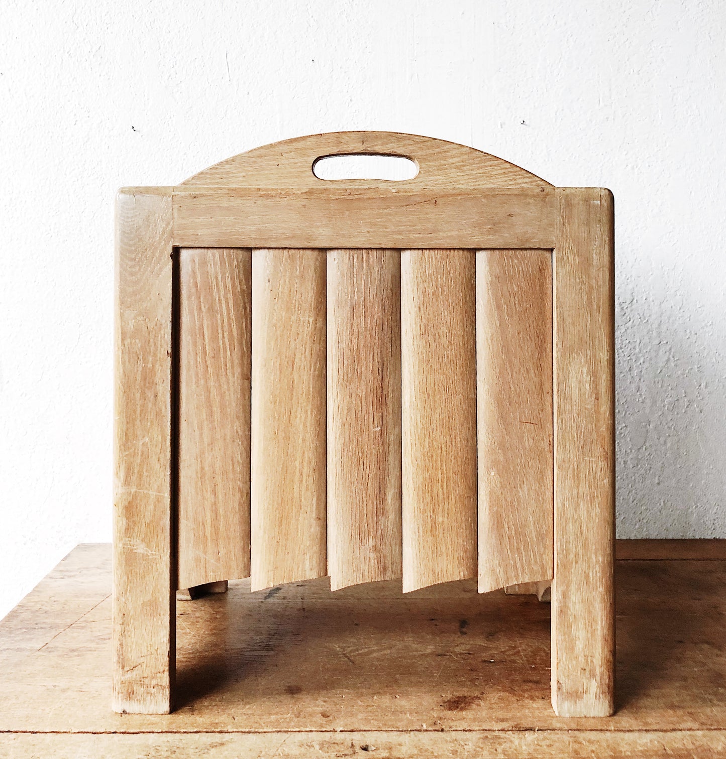 Chunky Blond Wood Record Rack