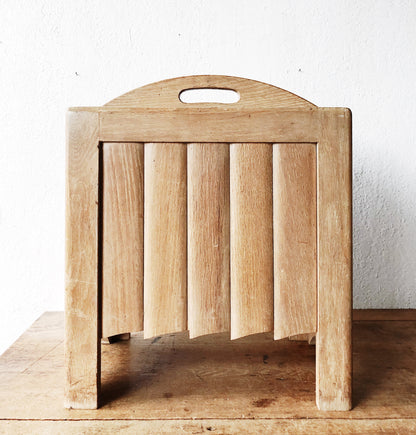 Chunky Blond Wood Record Rack