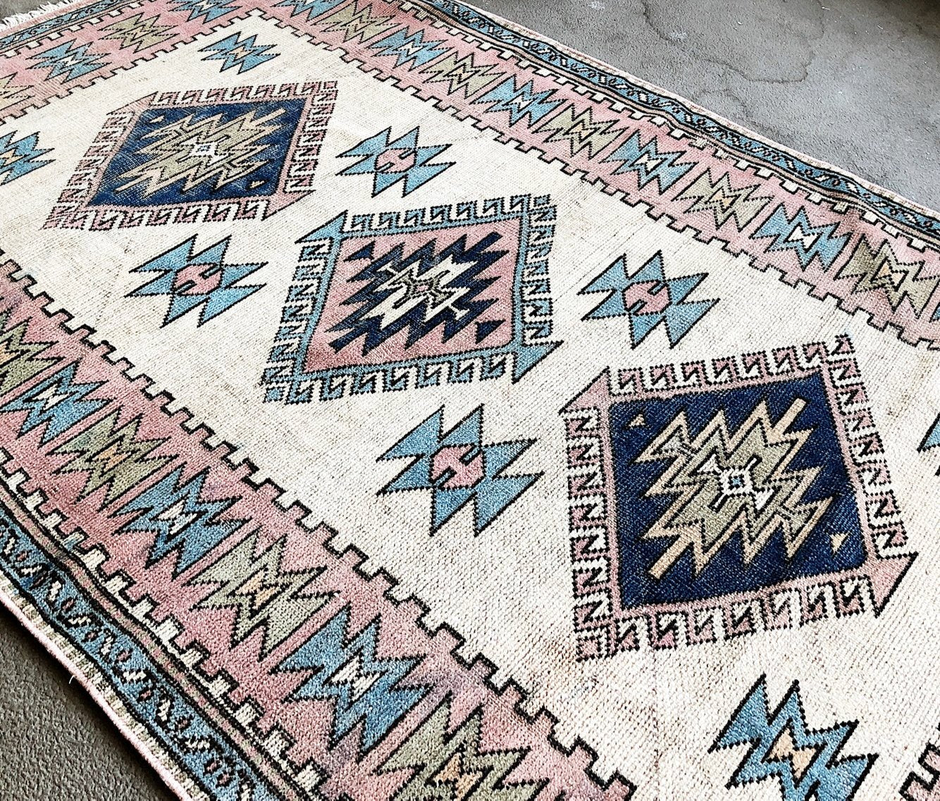 Vintage Turkish Kars Wool Kilim Rug
