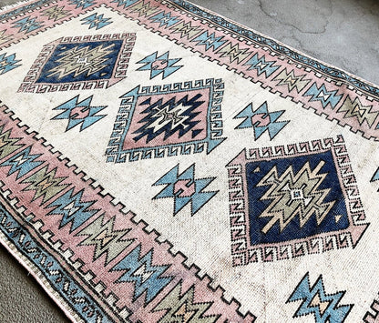 Vintage Turkish Kars Wool Kilim Rug
