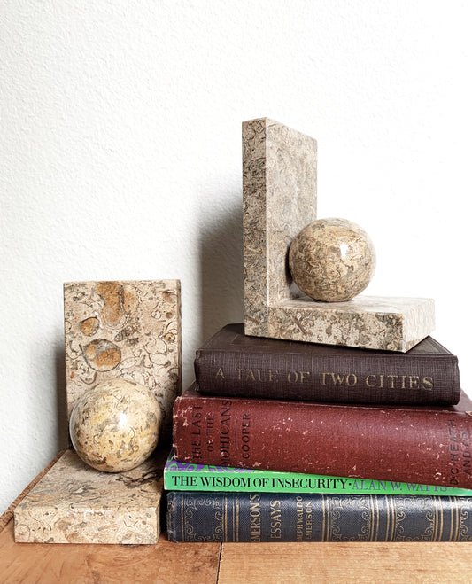 Vintage Marble Bookends