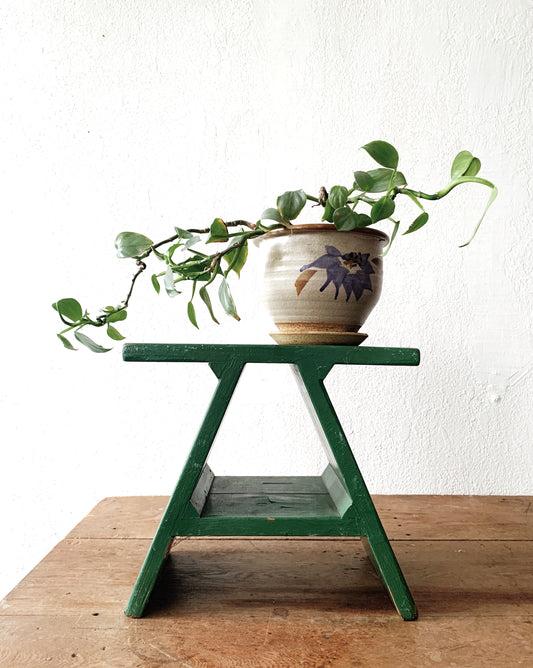 Vintage Rustic Painted Wood Stool