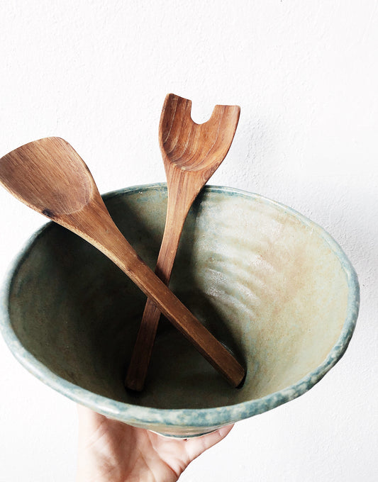 Handmade Ceramic Salad Bowl and Servers