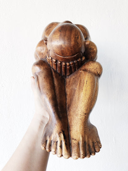 Giant Vintage Wooden Weeping Buddha