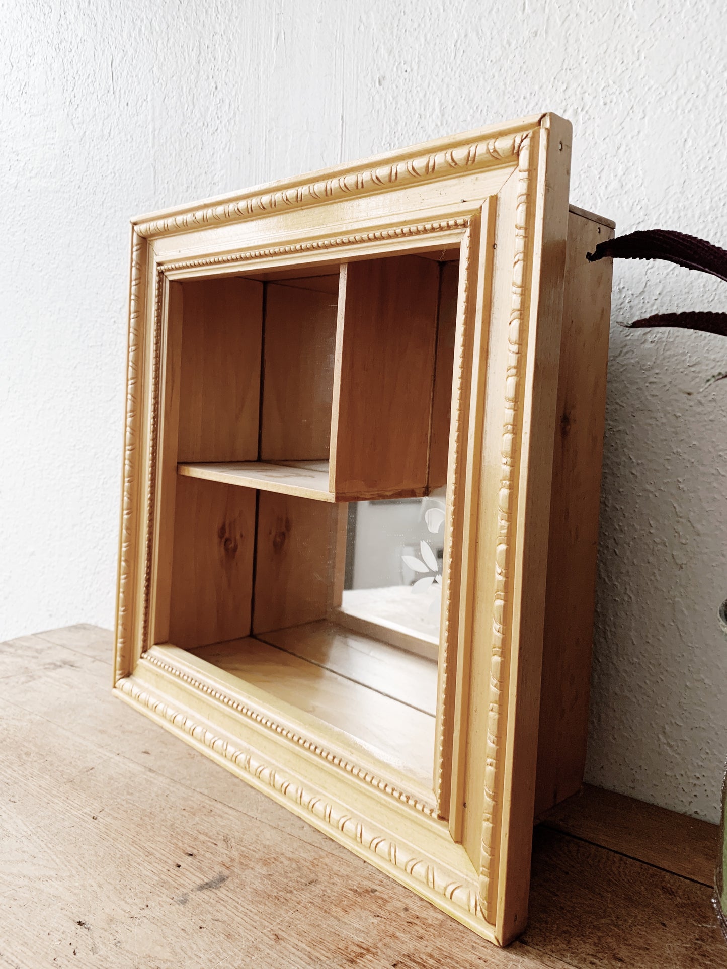 Vintage Etched Mirrored Shadow Box Shelf