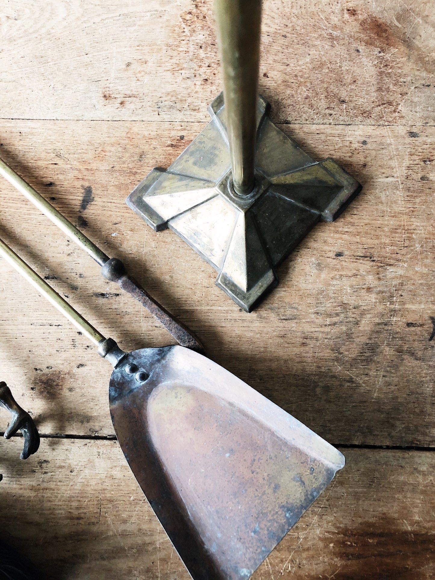 Antique Brass Firebox Tool Set