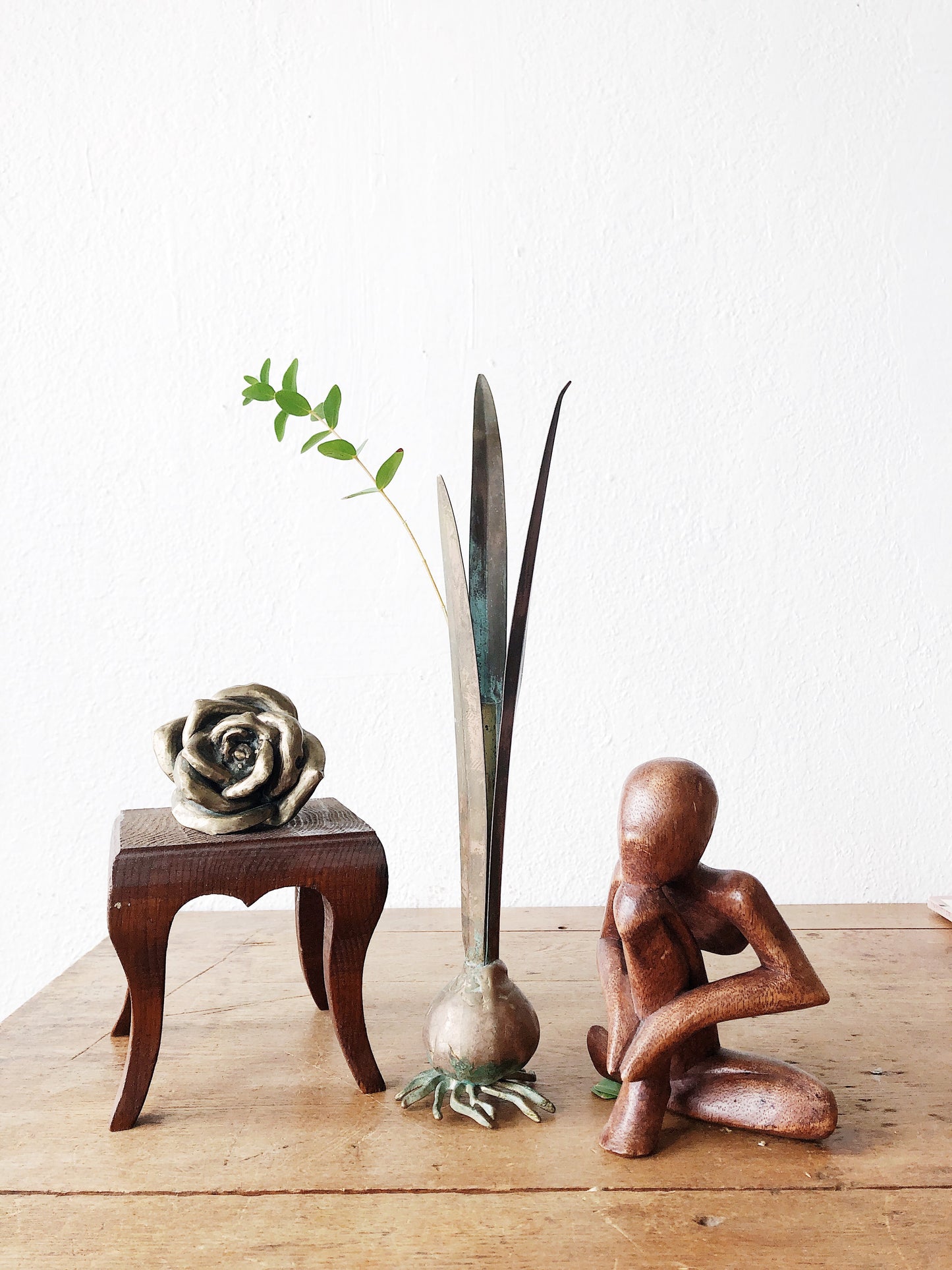 Vintage 1930s Aged Bronze Bud Vase