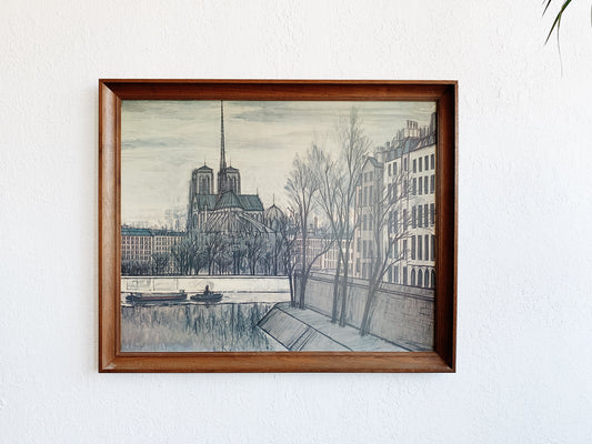Large Vintage Notre Dame de Paris Litho