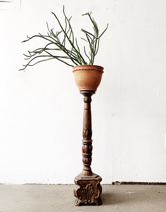 Vintage Carved Wood Pedestal Stand