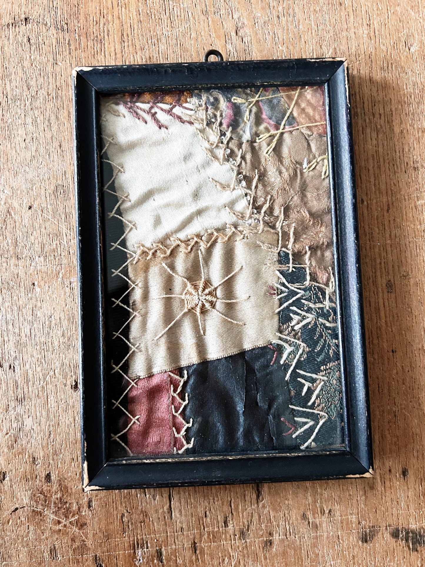 1920’s Framed Silk Quilt Remnant