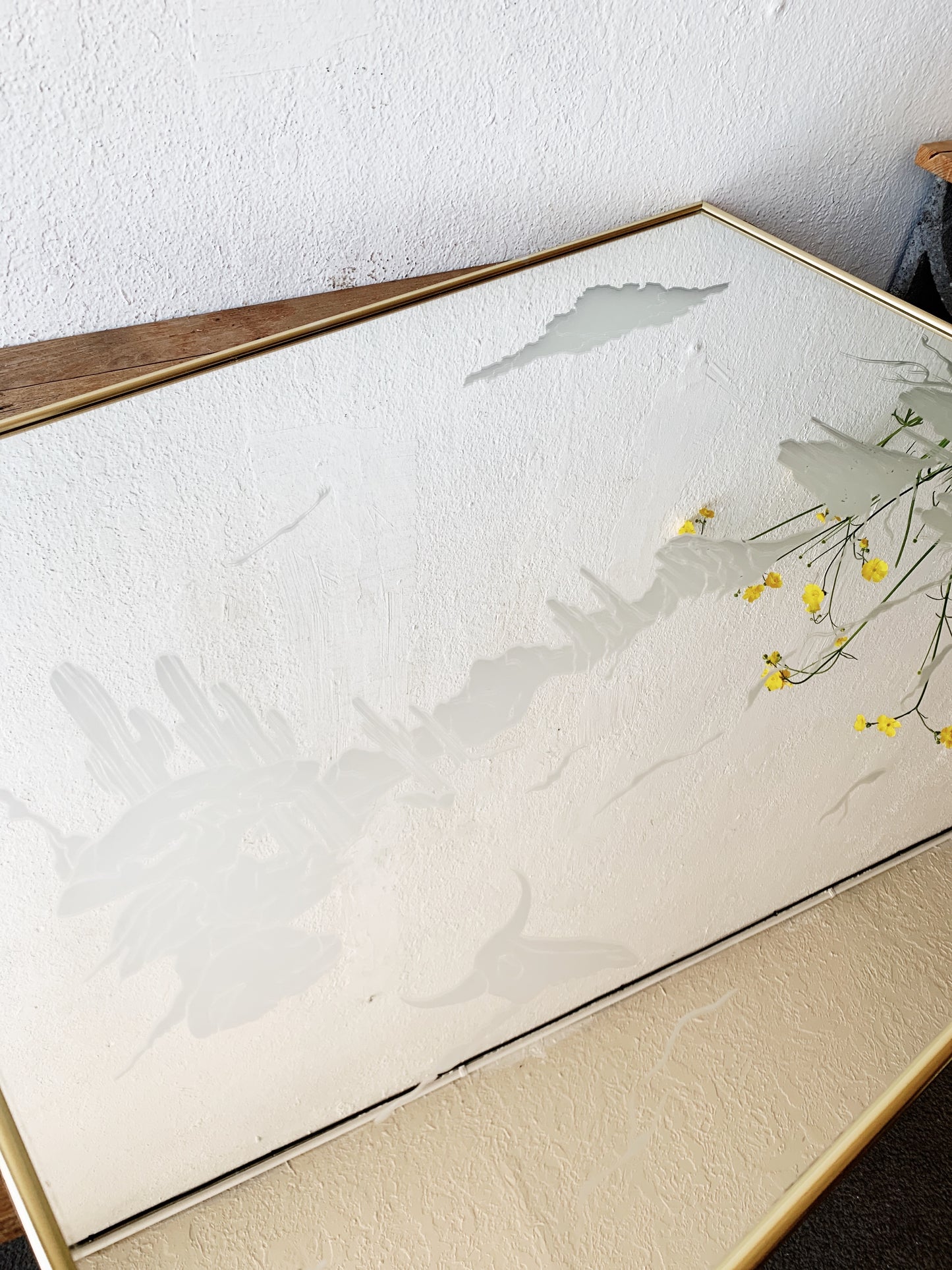 Vintage Etched Desert Landscape Mirror