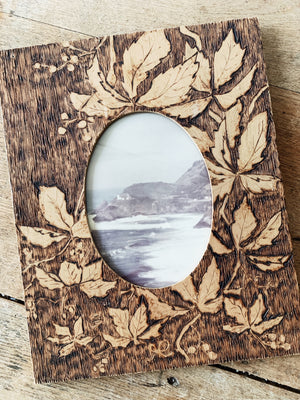 Vintage Burned Wood Frame with Photo