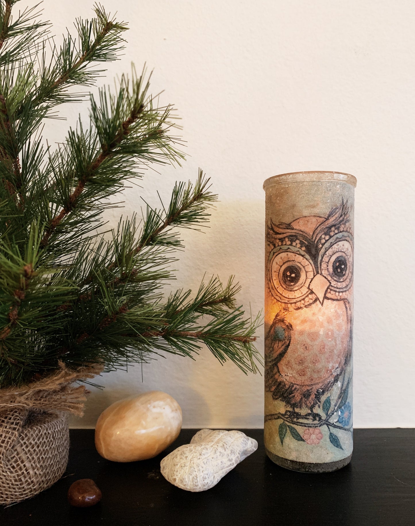 Vintage Frosted Glass Candle Holder