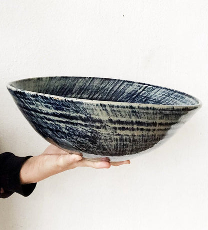Large Handmade Indigo Swirl Bowl