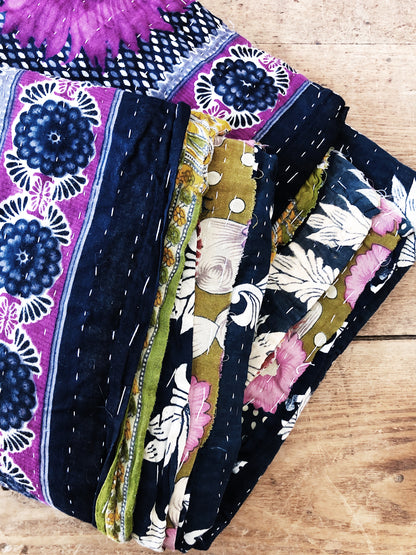 Reversible Vintage Kantha Quilt