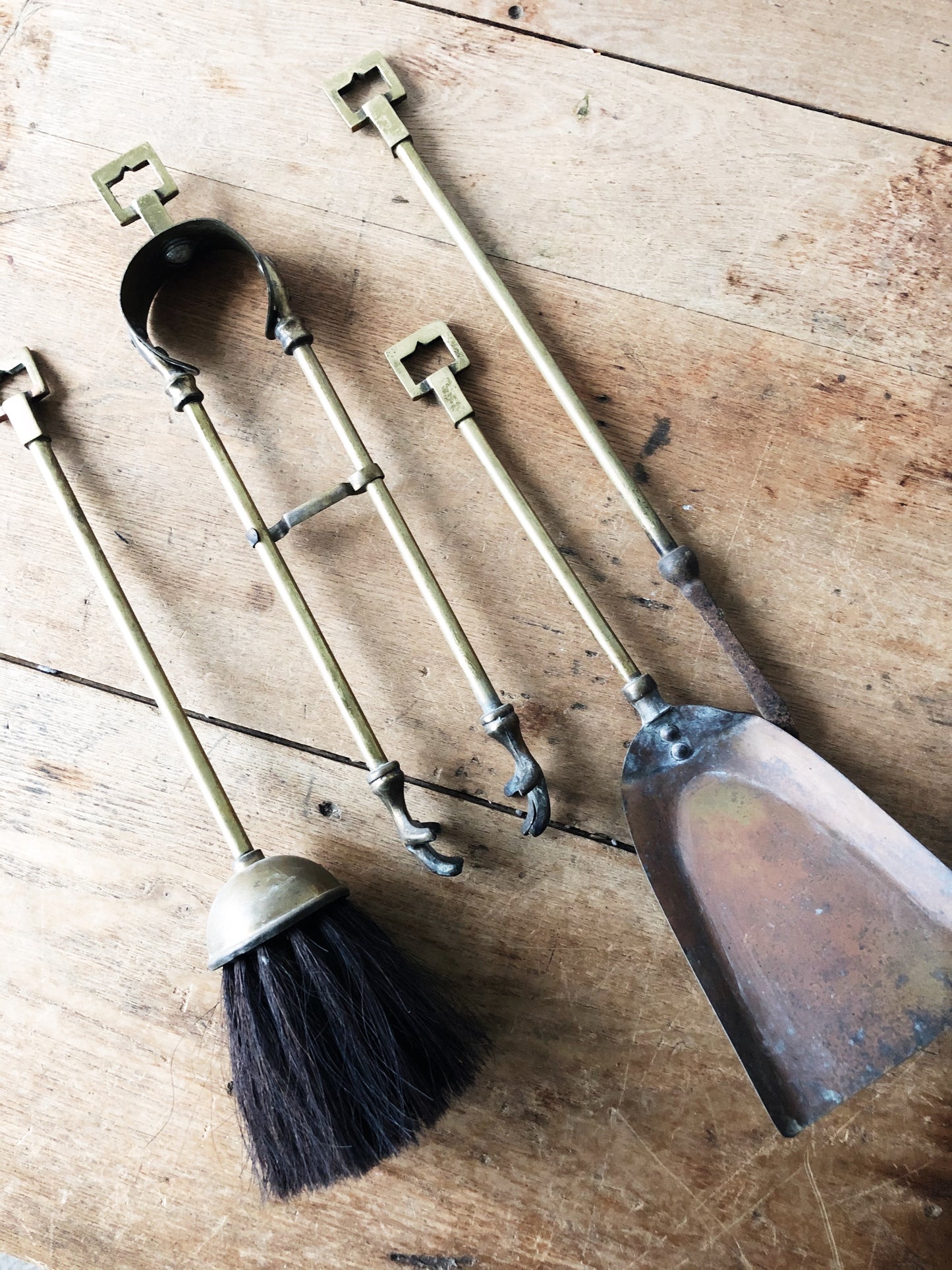 Antique Brass Firebox Tool Set