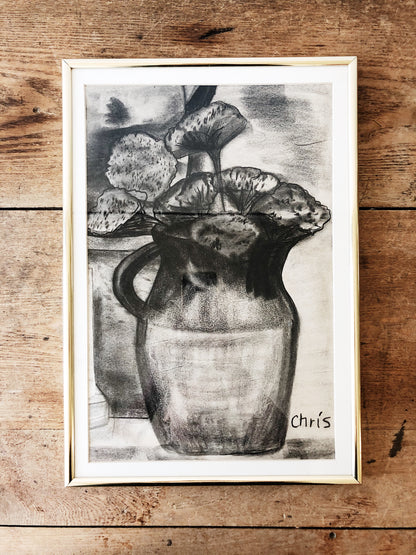 Vintage Original Charcoal Still Life