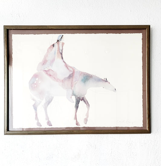 Large Carol Grigg Vintage Framed Watercolor Litho