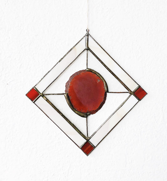 Vintage Agate Stained Glass Suncatcher