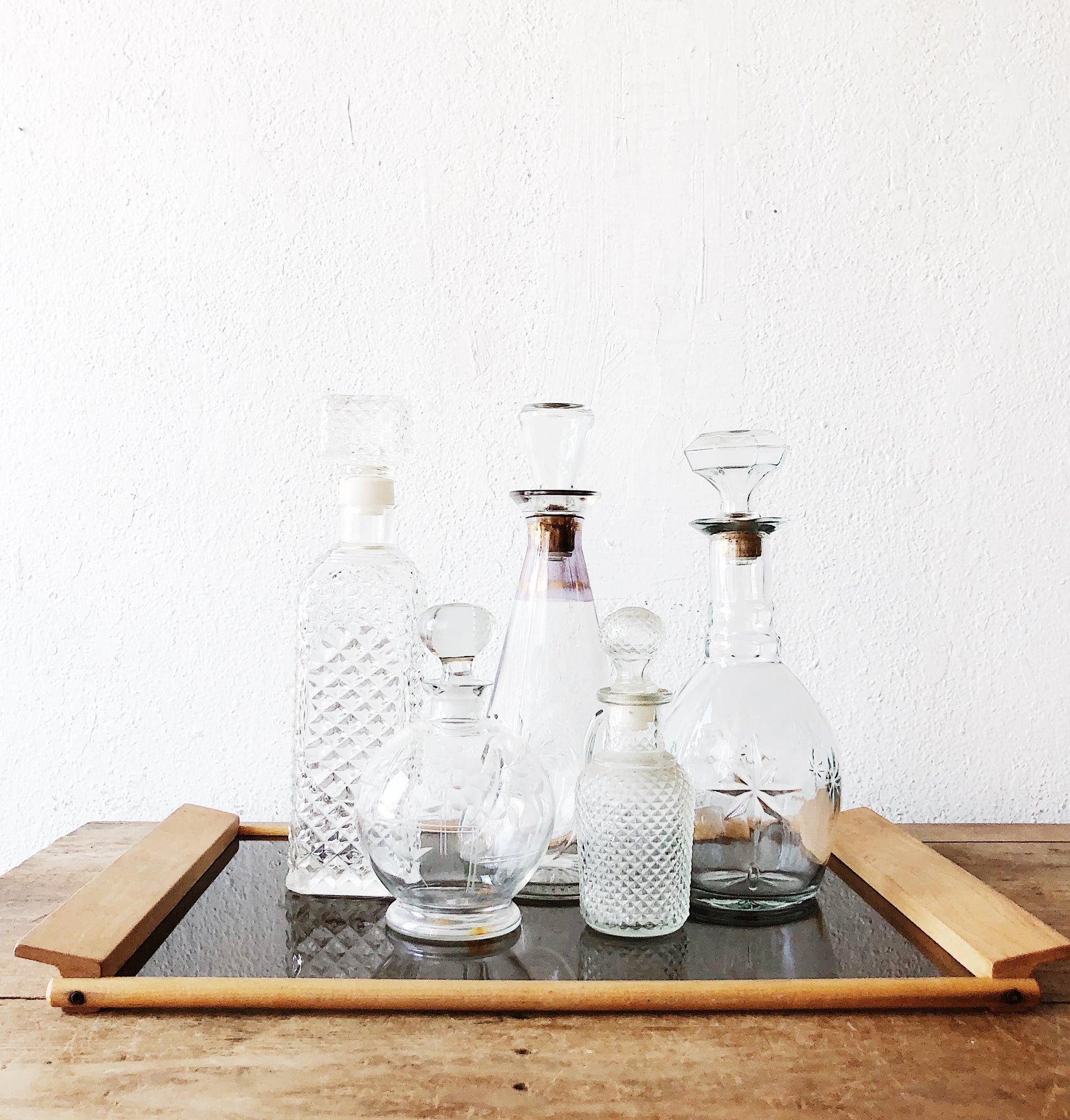 Vintage Decanter Collection and Tray Maven Collective