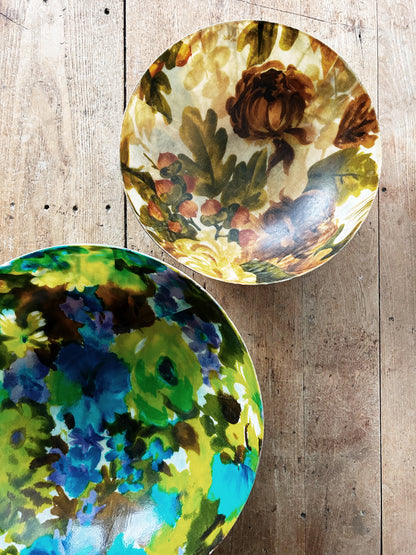 Mid Century Floral Fiberglass Serving Bowl