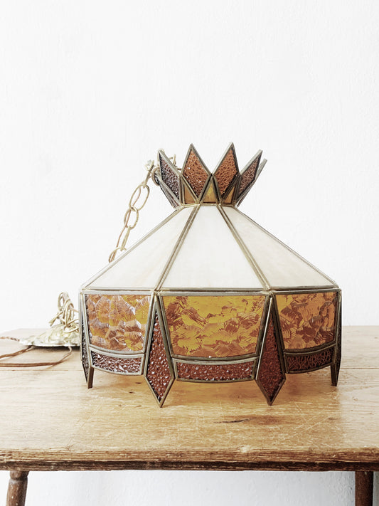 Vintage Stained Glass Pendant Light