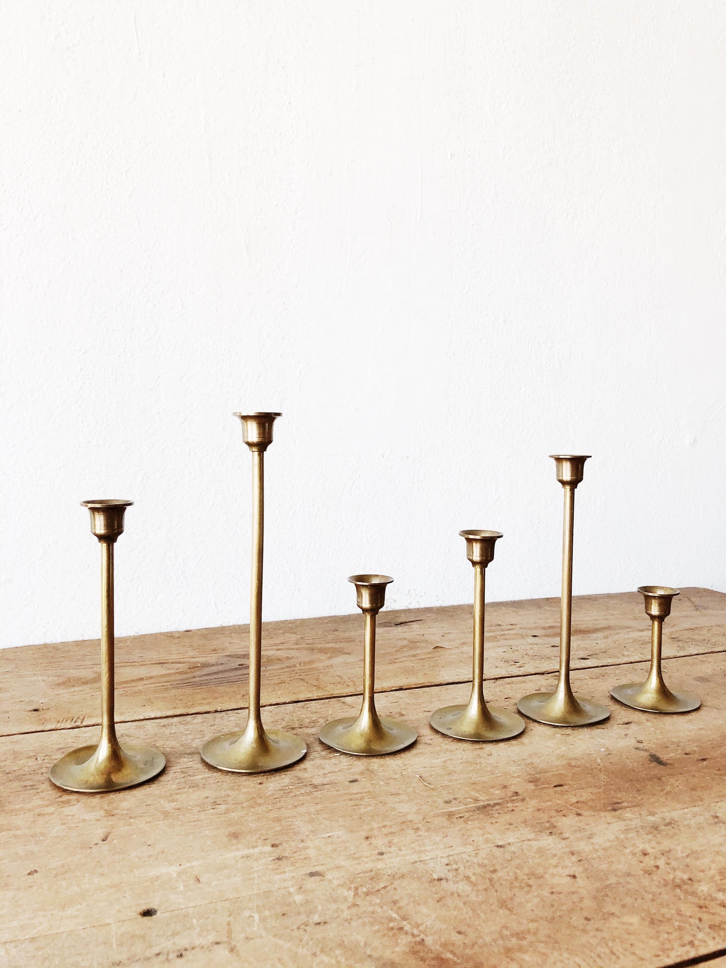Vintage Minimal Brass Candlesticks