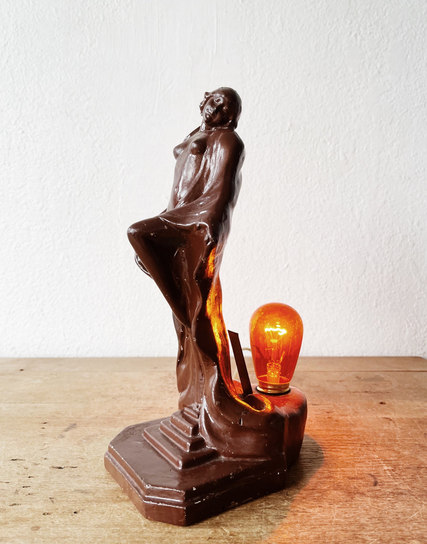 Art Nouveau Chalkware Lamp