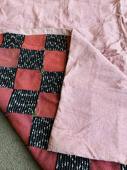 Vintage Wool and Cotton Patchwork Quilt