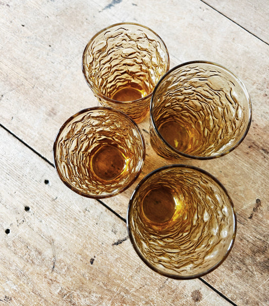 Vintage Anchor Hocking Honey Gold Wavy Tumblers