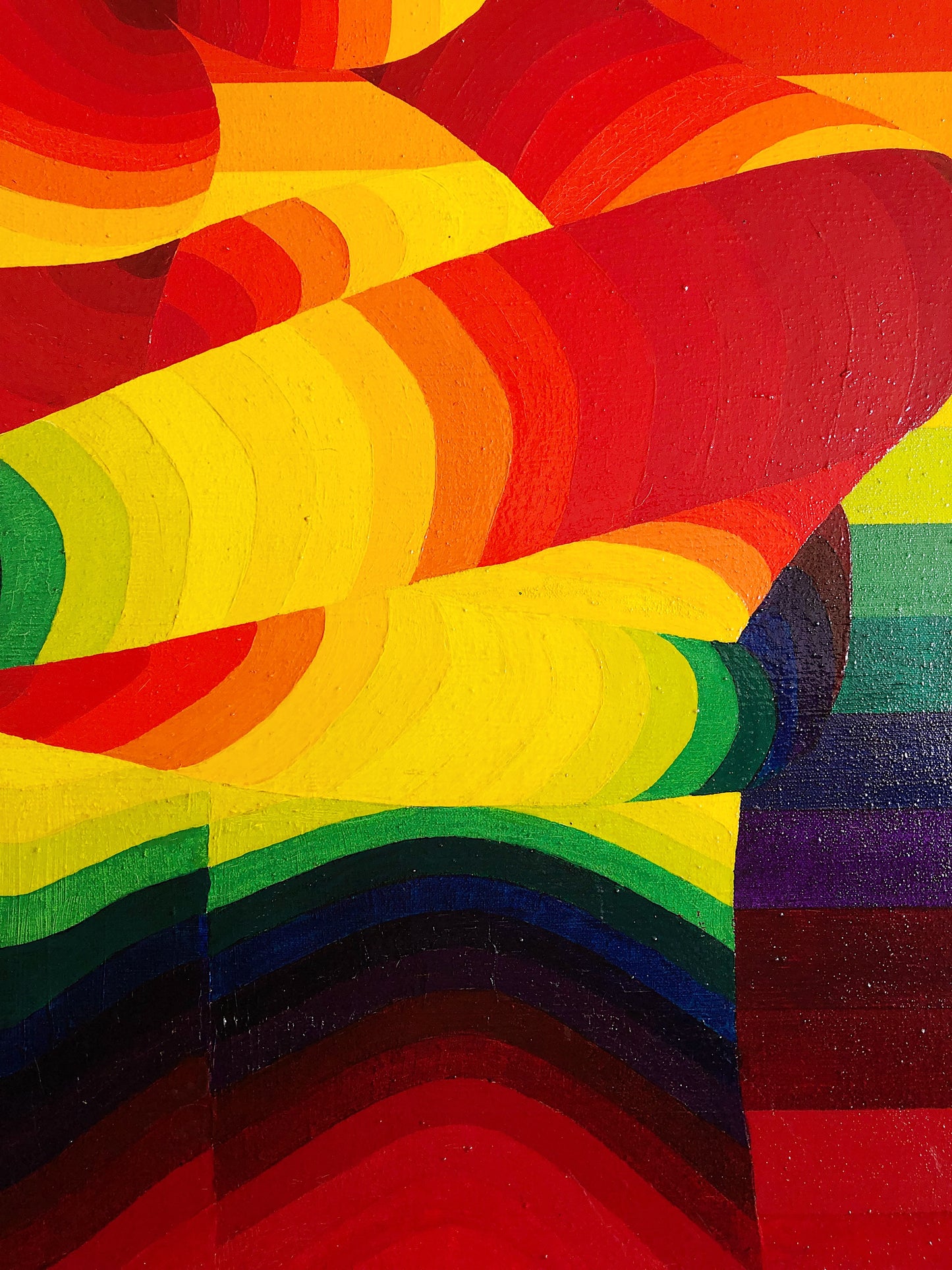 Vintage Op Art Oil Painting